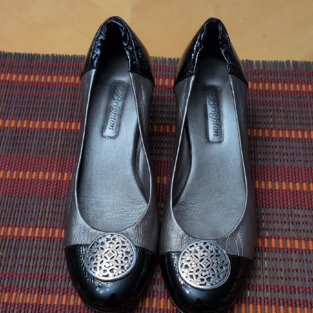 Brighton Marci Kitten Heels Black and Silver
